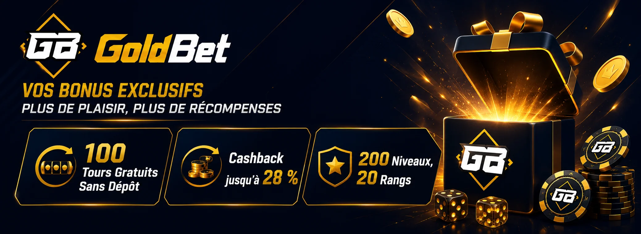 GoldBet — 100 Tours gratuits sans dépôt